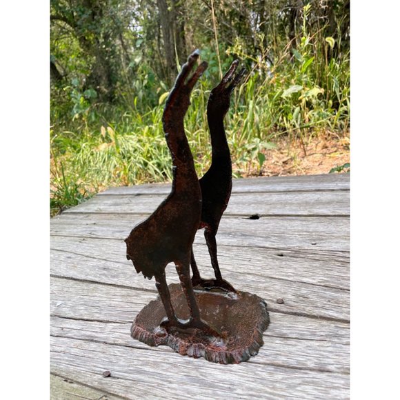 Vintage Folk Art Iron Book End Holder Sand Hill Crane Birds - Picture 4 of 14